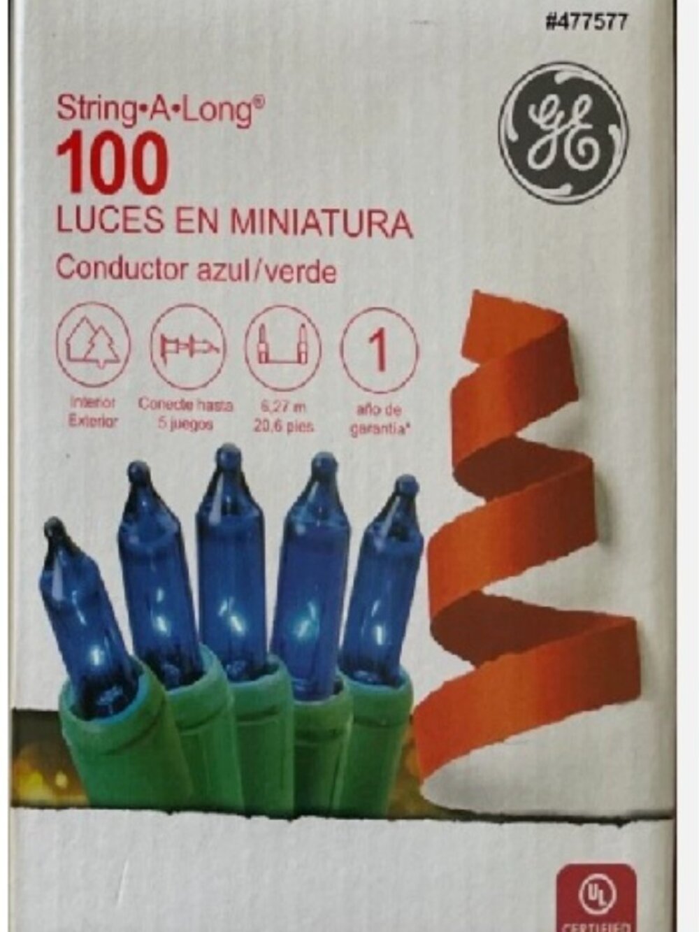 BLUE GE String-A-Long 100ct Lights Incandescent Halloween Christmas